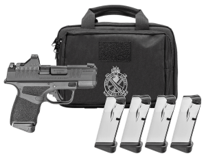 Springfield Armory HC931380BOSPPAC Hellcat OSP Gear Pac Micro Compact 380 ACP 13+1 3" Black Melonite Steel Barrel & Optic Ready/Serrated Slide  Black Polymer Frame w/Accessory Rail  Adaptive Texture Grip  Viridian RFX-11 Green Dot
