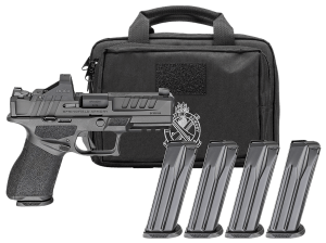 Springfield Armory EC9409BLCPAC Echelon Gear Pac Compact Frame 9mm Luger 10+1 4" Black Melonite Steel Barrel & Optic Ready/Serrated Slide  Black Polymer Frame w/Picatinny Rail  Textured Grip  Viridian RFX-11 Green Dot  Ambidextrous