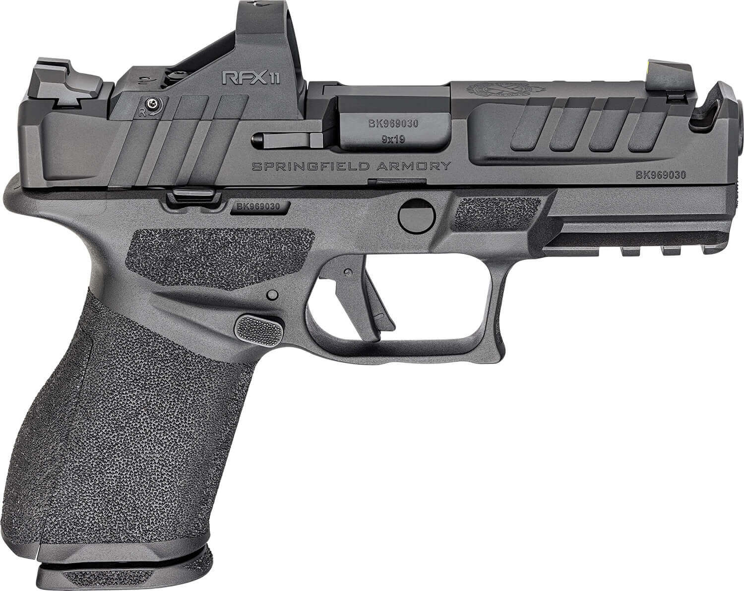 Springfield Armory EC9409BCOMPPAC Echelon Gear Pac Compact Frame 9mm Luger 18+1 4" Black Melonite Ported Barrel & Steel Integrated Compensator/Optic Ready/Serrated Slide Black Polymer Frame w/Picatinny Rail Textured Grip Viridian RFX-11 Green Dot Ambi - Image 2