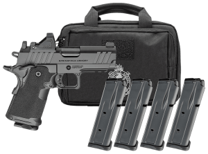 Springfield Armory PH9115AOSPAC 1911 DS Prodigy Gear Pac 9mm Luger 15+1 3.50" Black Melonite Match Grade Barrel  Black Cerakote Carbon Steel Optic Ready/Serrated Slide  Black Cerakote Steel Frame w/Beavertail & Picatinny Rail  Viridian RFX-11