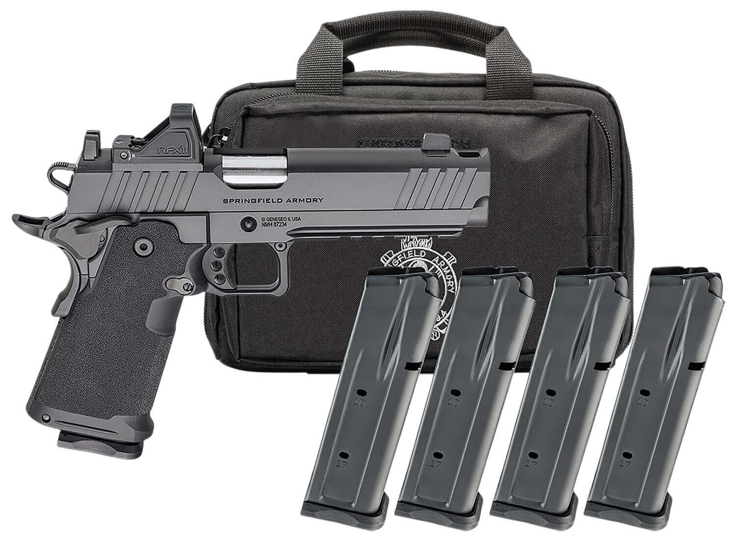 Springfield Armory PH9119AOSCOMPPAC 1911 DS Prodigy Gear Pac 9mm Luger 20+1 5" Match Grade Barrel Black Cerakote Carbon Steel Integrated Compensator/Optic Ready/Serrated Slide Black Cerakote Steel Frame w/Picatinny Rail Polymer Grip Viridian RFX-11 - Image 2