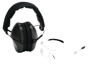 Pyramex VGCOMBO310  Earmuff/Glasses Combo Kit Over the Head Clear Lens Wraparound Clear Frame