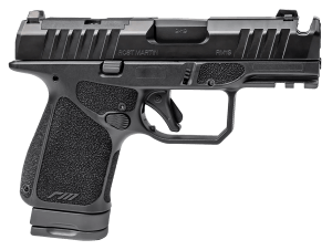 Rost Martin RM1SBLKOSP10CA(COMP) RM1S *CA Compliant Sub-Compact 9mm Luger 10+1 3.60" Match Grade Barrel  Black Nitron Steel Integrated Compensator/Optic Ready/Serrated Slide  Black Polymer Frame w/Picatinny Rail  Interchangeable Backstrap Grip  RMR Footpr