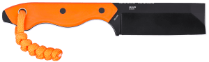 CRKT 4037ER Razel EDC 2.97" Fixed Chisel Plain Black Oxide D2 Steel Blade Orange G10 Handle