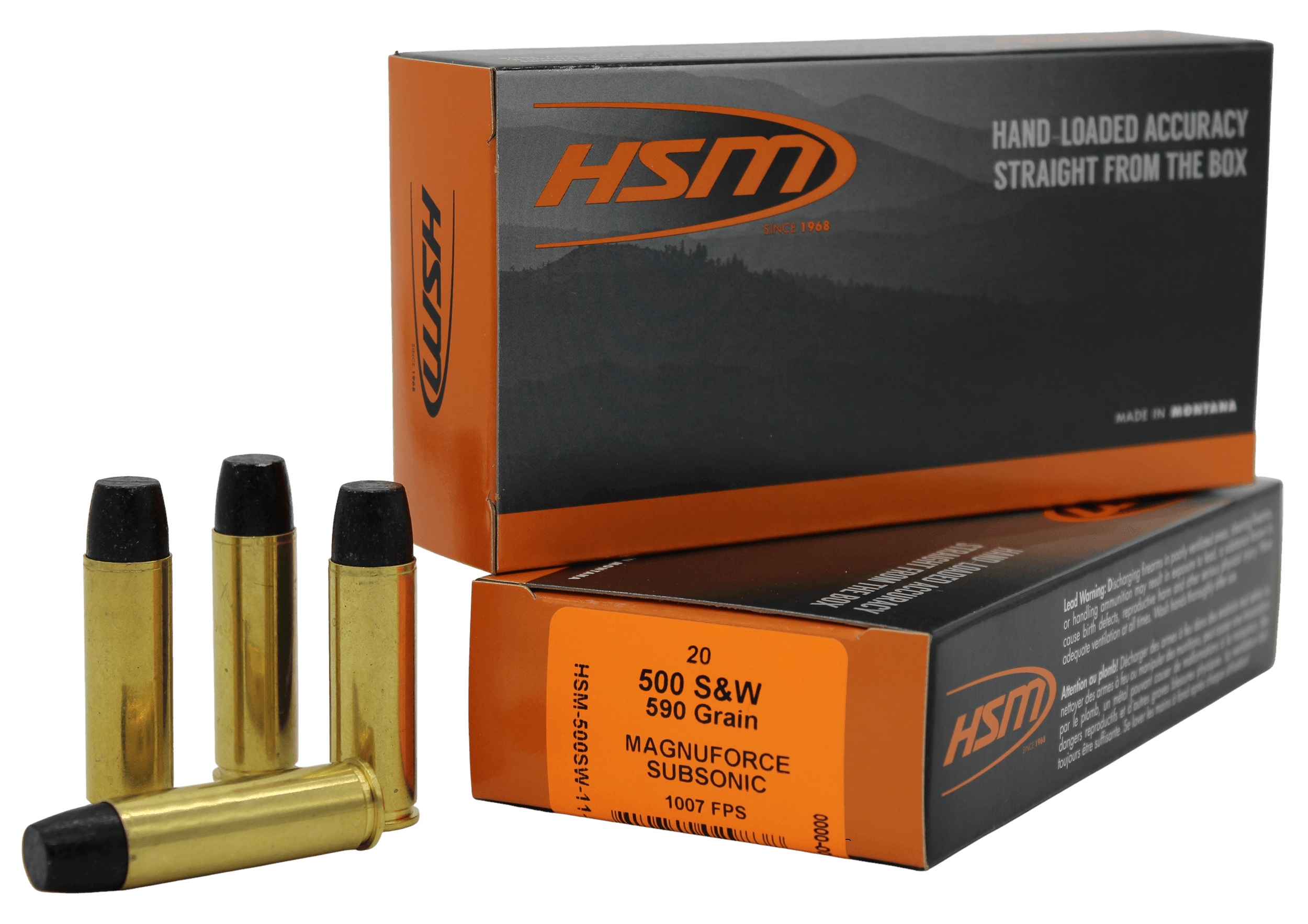 HSM 500SW11N 500S&WMag Subsonic 590gr Hard Cast Long Flat Nose 20 Per Box/20 Case