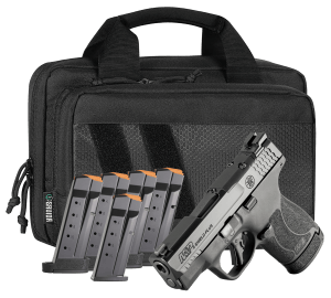 Smith & Wesson 14800 M&P Shield Plus Bundle Compact Slim Frame 9mm Luger 13+1 3.10" Black Armornite Stainless Steel Barrel & Optic Ready/Serrated Slide  Black Polymer Frame  Black Textured Grip  Bag & 6 Mags