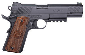 Iver Johnson Arms EAGLELRG2 Eagle Gen2 LR Government 45 ACP 8+1 5" Overall Black QPQ Crowned Barrel Steel Serrated Slide & Frame w/Beavertail Dymondwood Engraved w/Logo Grip