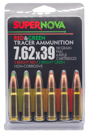 Supernova PMSN762MP Green/Red Tracer  7.62x39mm 110gr Full Metal Jacket 6 Per Box/60 Case