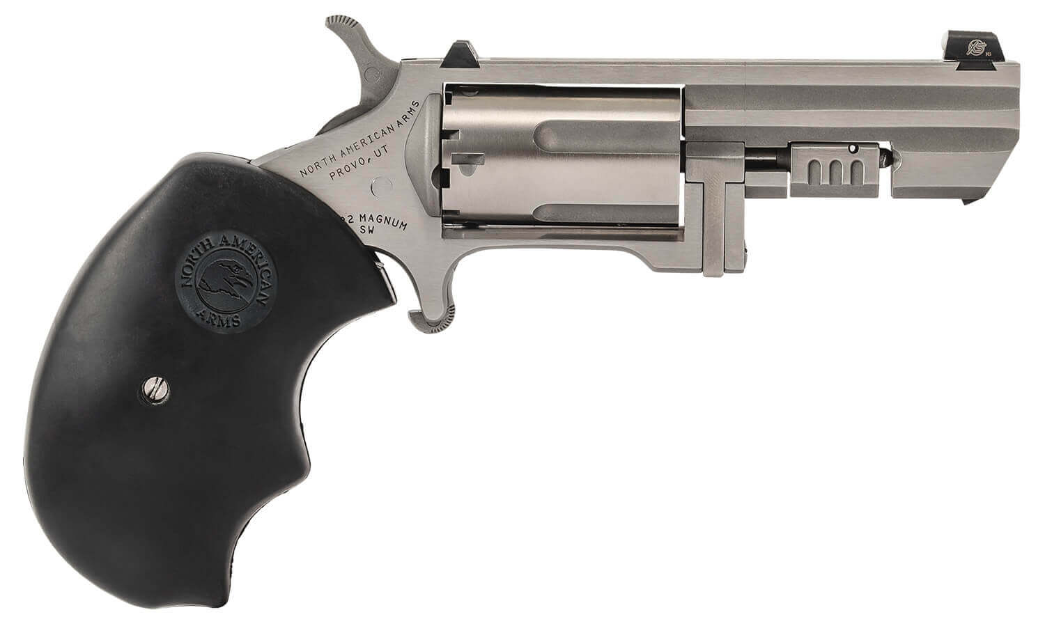 North American Arms RECLUSE Swing Out Recluse 22 Mag 5 Shot 2" Stainless Steel Barrel Cylinder & Frame Oversized Rubber Grip Exposed Hammer - Image 2