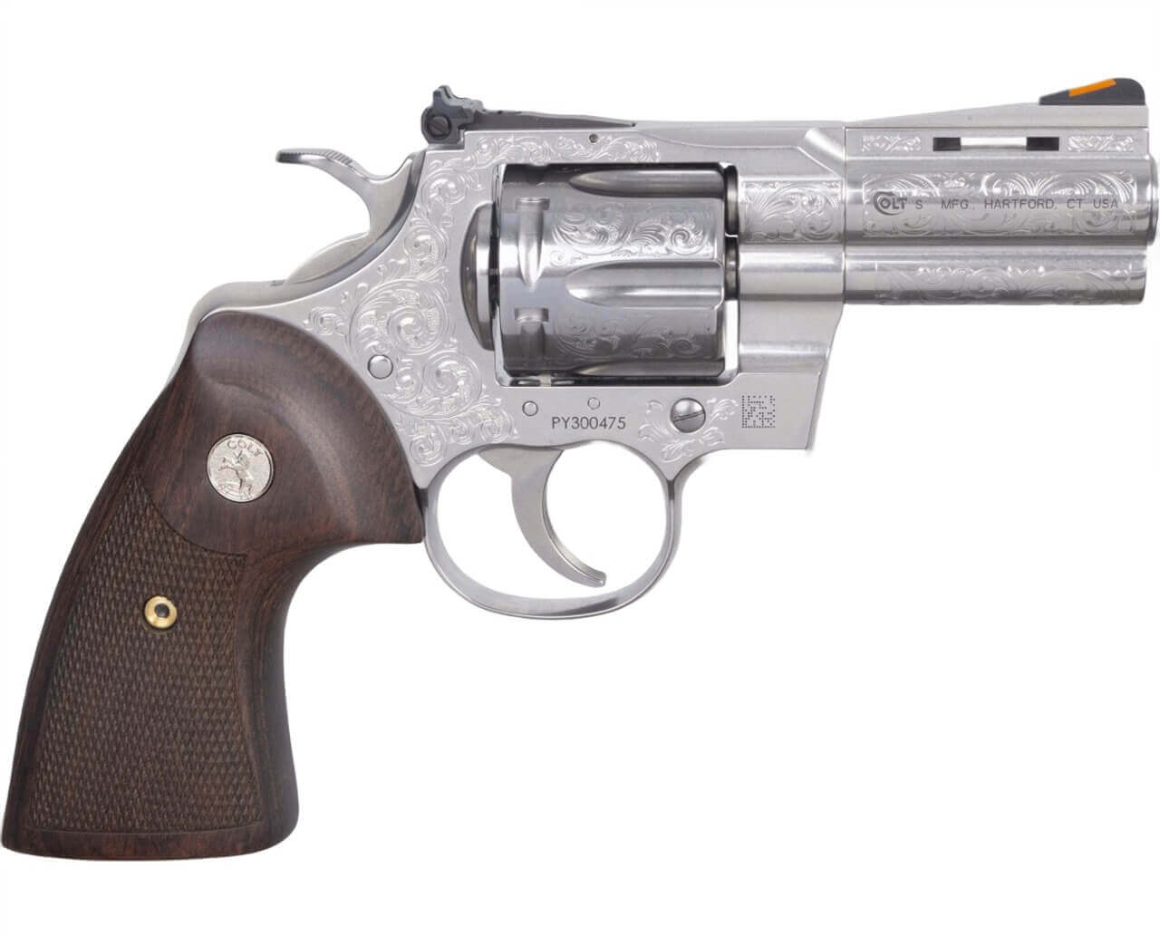 Colt Mfg PYTHONSP3WSSE Python 357 Mag 6rd Shot 3" Stainless Steel Barrel Cylinder& Frame Walnut Grip w/Medallion - Image 2