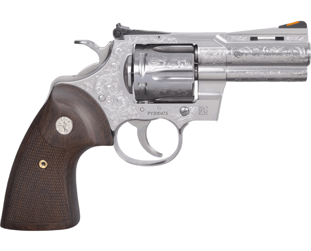 Colt Mfg PYTHONSP3WSSE Python 357 Mag 6rd Shot 3" Stainless Steel Barrel Cylinder& Frame Walnut Grip w/Medallion