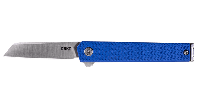 CRKT 7083C CEO Microflipper EDC 2.21" Folding Sheepsfoot Plain Satin 12C27 Sandvik SS Blade Blue Aluminum Handle