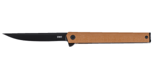 CRKT 7097DKC CEO Flipper 3.35" Folding Plain Black EDP AUS8A SS Blade Desert Tan GRN Handle