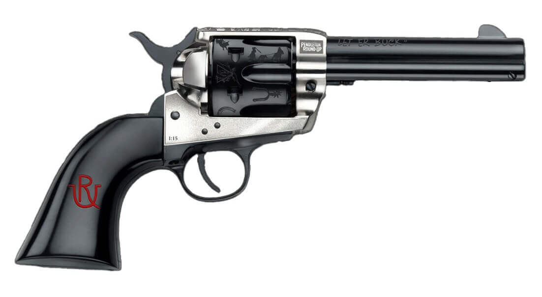 Pietta PFI357PR434BP 1873 Great Western II Pendleton RoundâUp 357 Mag 6 Shot 4.75" Blued Engraved Barrel & Cylinder Ultra Black Engraved Grip Exposed Hammer - Image 3