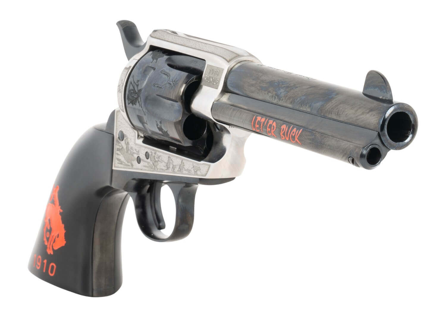 Pietta PFI45PR434BP 1873 Great Western II Pendleton RoundâUp 45 Colt (Long Colt) 4.75" Blued Engraved Barrel & Cylinder Ultra Black Engraved Grip Exposed Hammer - Image 3