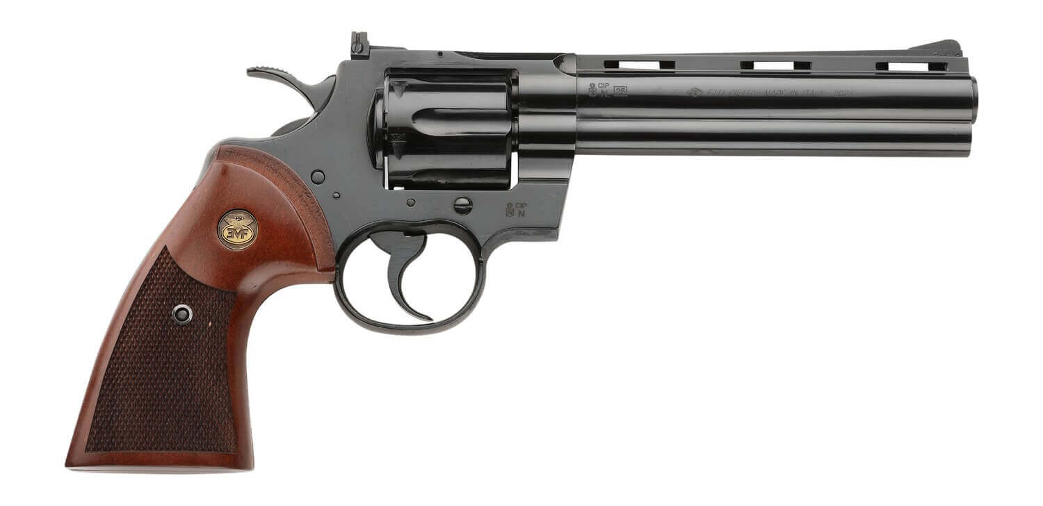 Pietta PFI357BT6CW Blacktooth 357 Mag 6 Shot 6" Blued Vent Rib Barrel Blued Cylinder & Frame Checkered Walnut Grip Exposed Hammer - Image 3