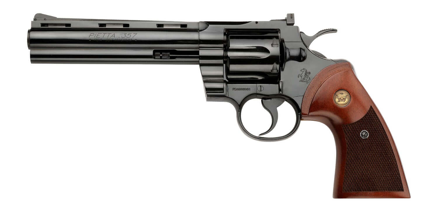 Pietta PFI357BT6CW Blacktooth 357 Mag 6 Shot 6" Blued Vent Rib Barrel Blued Cylinder & Frame Checkered Walnut Grip Exposed Hammer - Image 2