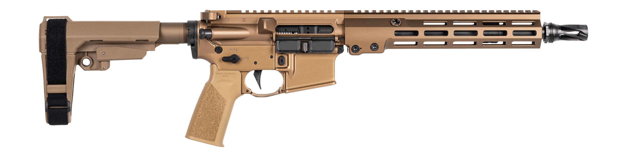 Geissele Automatics 08561S Super Duty MOD1 5.56 NATO No Magazine 11.50" Threaded Barrel Desert Dirt Cerakote Aluminum Receiver w/Picatinny Rail M-LOK Handguard DD Polymer SB Tactical SBA3 Brace Mil-Spec 6 Position Buffer Tube Geissele A17 Grip Ambi