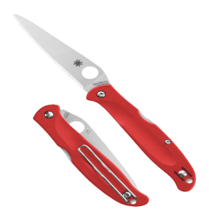 Spyderco C259PRD 2.98" Folding Plain Stonewashed CTS BD1N SS Blade  Black Textured FRN Handle