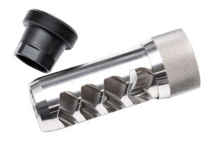 Area 419 419-SW-338-SS-3424 Sidewinder Magnum Self Timing Brake 338 Cal 3/4"x24 Threads Raw Stainless Steel 5.60" OAL