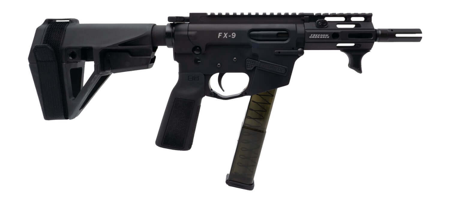 Freedom Ordance FX9P4E-BLK FX9P Elite 9mm Luger 4" Black Nitride Threaded Barrel Black Anodized Aluminum Receiver w/Picatinny Rail M-LOK Handguard Black Polymer SB Tactical SBA5 Brace Black Polymer Grip - Image 3
