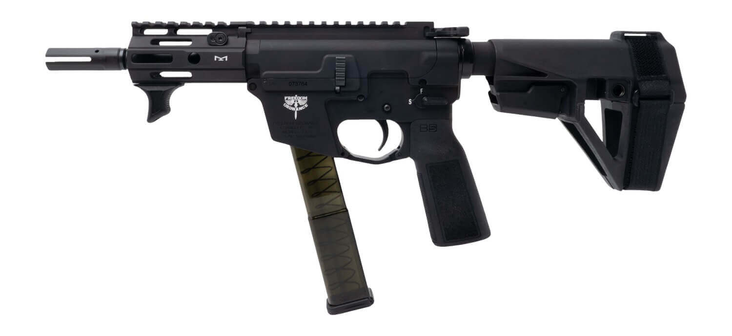 Freedom Ordance FX9P4E-BLK FX9P Elite 9mm Luger 4" Black Nitride Threaded Barrel Black Anodized Aluminum Receiver w/Picatinny Rail M-LOK Handguard Black Polymer SB Tactical SBA5 Brace Black Polymer Grip - Image 2