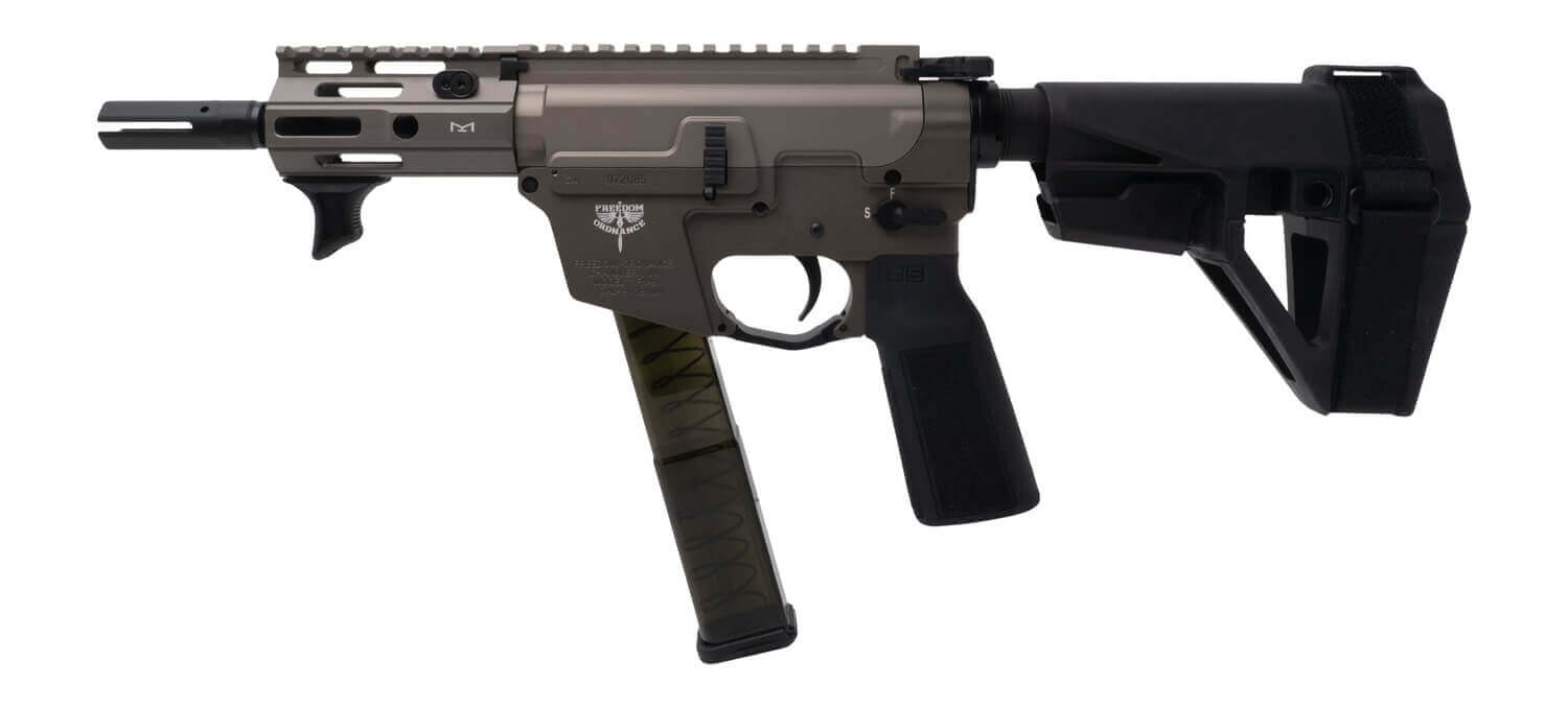 Freedom Ordance FX9P4E-FDE FX9P Elite 9mm Luger 4" Black Nitride Threaded Barrel Flat Dark Earth Anodized Aluminum Receiver w/Picatinny Rail M-LOK Handguard Black Polymer SB Tactical SBA5 Brace Black Polymer Grip - Image 2
