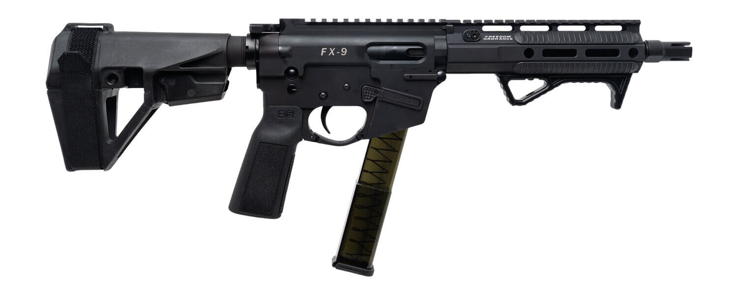 Freedom Ordance FX9P8E-BLK FX9P Elite 9mm Luger 8" Black Nitride Threaded Barrel Black Anodized Aluminum Receiver w/Picatinny Rail M-LOK Handguard Black Polymer SB Tactical SBA5 Brace Black Polymer Grip - Image 3