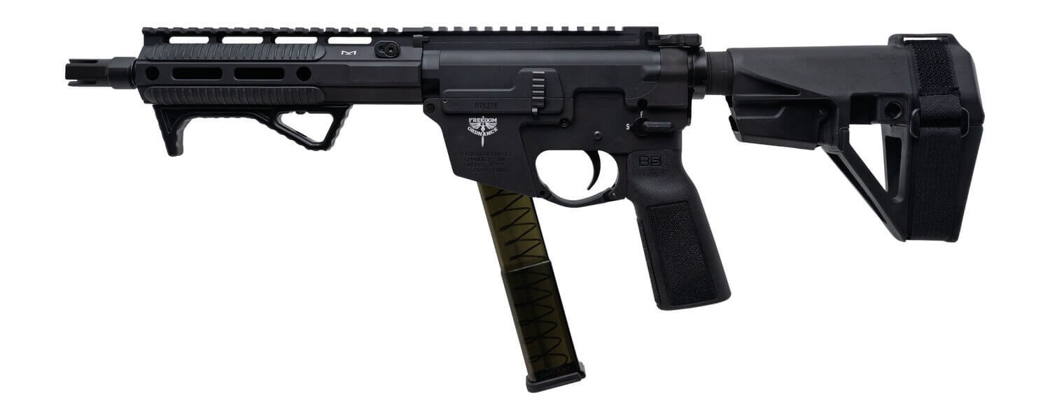 Freedom Ordance FX9P8E-BLK FX9P Elite 9mm Luger 8" Black Nitride Threaded Barrel Black Anodized Aluminum Receiver w/Picatinny Rail M-LOK Handguard Black Polymer SB Tactical SBA5 Brace Black Polymer Grip - Image 2