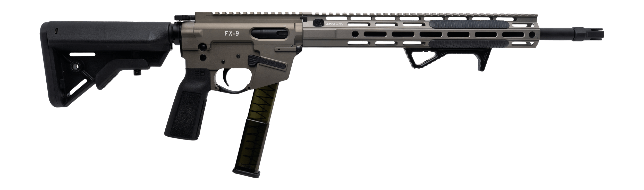 Freedom Ordance FX9R16E-FDE FX9R Elite 9mm Luger 16" Black Nitride Barrel Flat Dark Earth Anodized Aluminum Receiver w/Picatinny Rail Black B5 Bravo Polymer Stock B5 P Type Grip