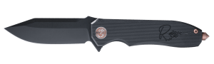 Sig Sauer Knives RS5BB Rose  2.93" Folding Plain Black PVD Nitro-V Steel Blade  3.67" Black Textured w/"Rose" Engraved G10 Handle