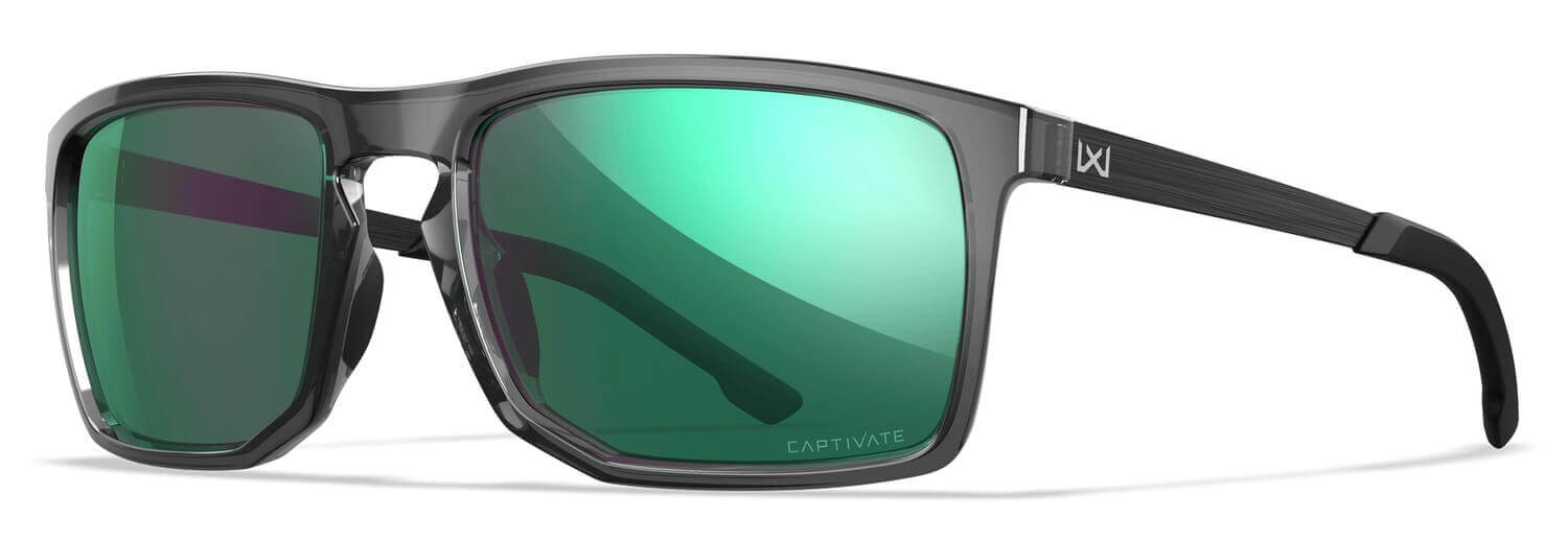 Wiley X AC6AXE07 Axe Captivate Green Mirror Lens Polycarbonate/Gloss Crystal Grey Frame - Image 2