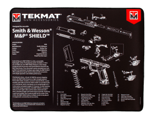 TekMat TEKR20SWMPSHIELD Black/Gray Thermoplastic 15" x 20" Smith & Wesson M&P Shield Illustration