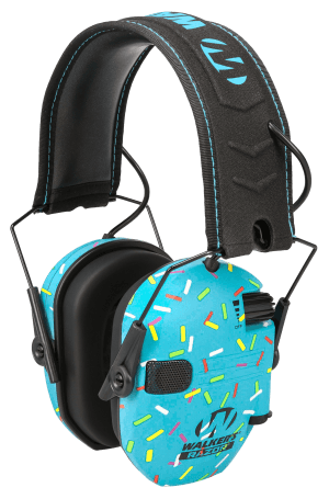 Walker's GWPRSEMSPRNKBL Razor Slim Electronic Muff 23 dB Blue Sprinkles