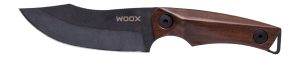Woox BU.KNF060.01 Bad Boy Hunter 3.75" Fixed Drop Point Plain Acid Etched Stonewash D2 Steel Blade  3.62" X-Grip Walnut Handle