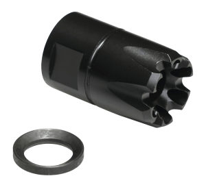 CMMG 99DA54E Zeroed Linear Compensator 9mm 1/2"x28 Threads Black Stainless Steel 1.40" OAL 0.87" Diameter