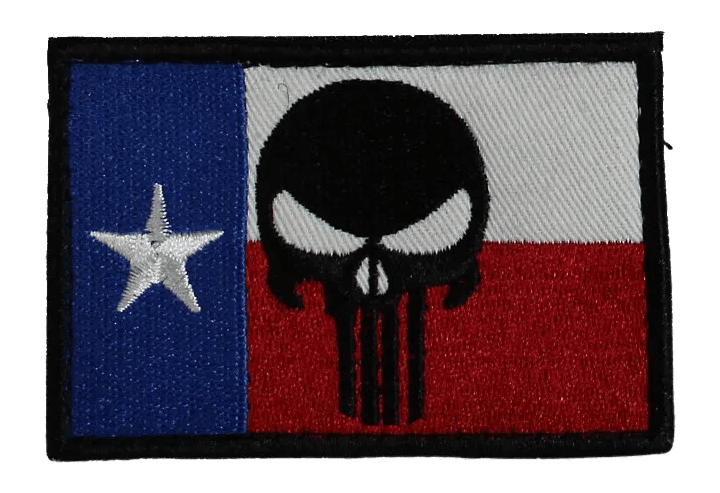 Walker's FLGTXPUN Moral Flag Patches Red/White/Blue/Black Velcro Texas Flag w/ Punisher