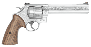 Smith & Wesson 14784 Model 629  N-Frame Large 44 S&W Spl/44 Rem Mag 6 Shot 6.50" Stainless Steel Engraved Barrel  Cylinder & Frame  Tyler Gun Works Bear Hugger Walnut Grip  Exposed Hammer