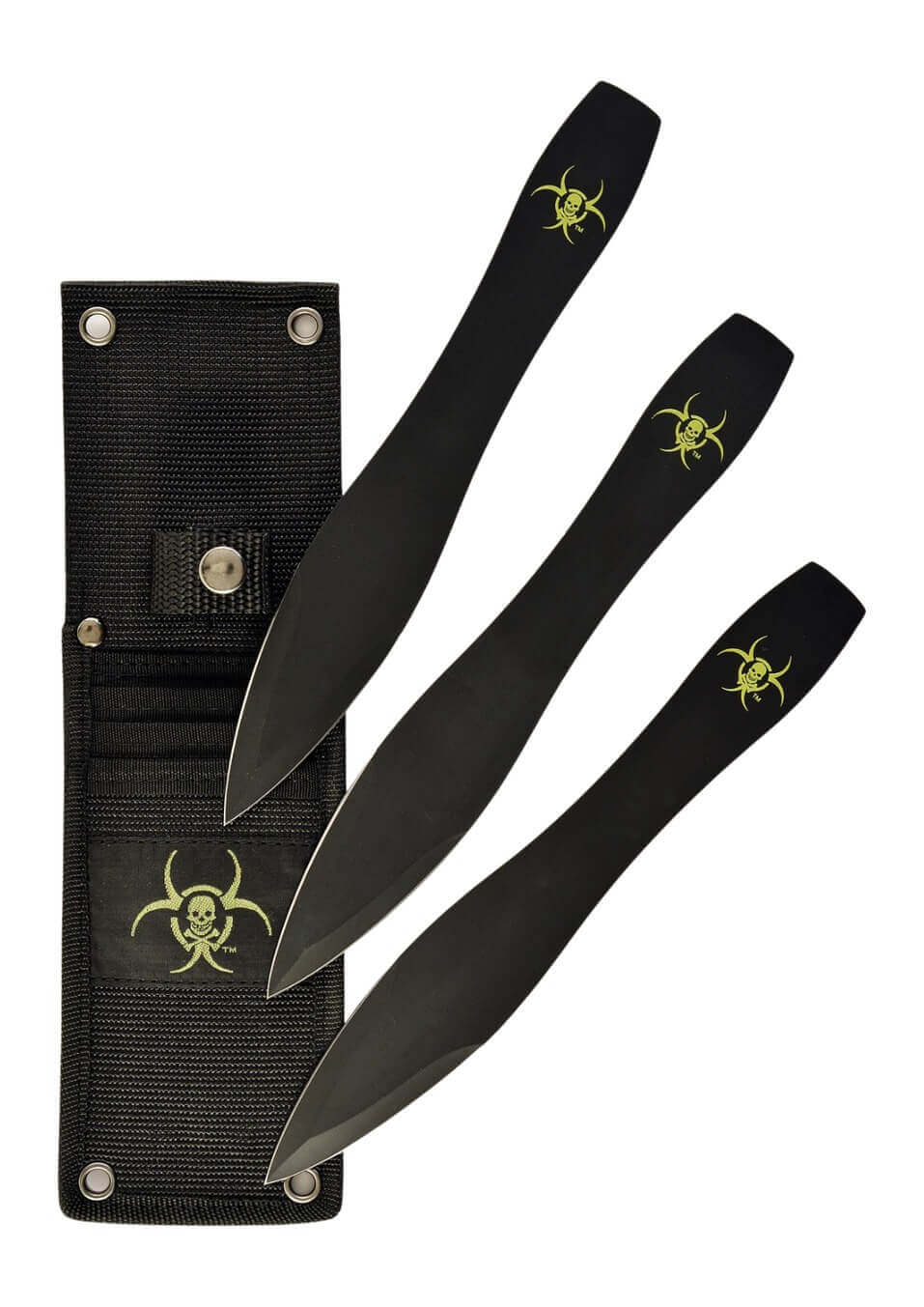 Ruko Knives TK06A3B-CS Throwing Knives Three Fixed 9" Spear Point Plain Double Edge Black 420 Stainless Steel Blades Clamshell Pkg - Image 2