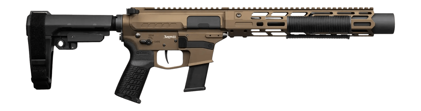 CMMG 45AEA70-MB Zeroed Banshee MkG 45 ACP 13+1 6.50" Black Nitride Threaded Barrel Midnight Bronze Cerakote Aluminum Receiver w/Picatinny Rail M-LOK Handguard Black Polymer CMMG RipBrace CMMG Zeroed Grip Ambidextrous