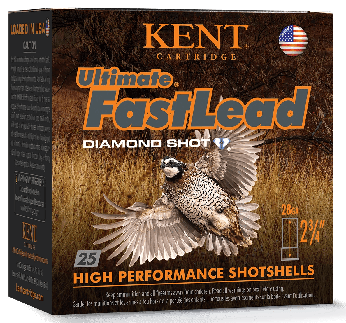 Kent Cartridge K28UFL247.5 Ultimate Fast Lead 28Gauge 2.75" 7/8oz 7.5Shot 25 Per Box/10 Case