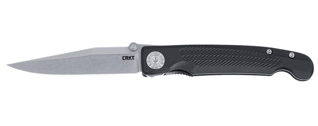 CRKT 4220 Fidus 3.22" Folding Plain Stonewashed 12C27 Sandvik SS Blade Black Textured GRN Handle