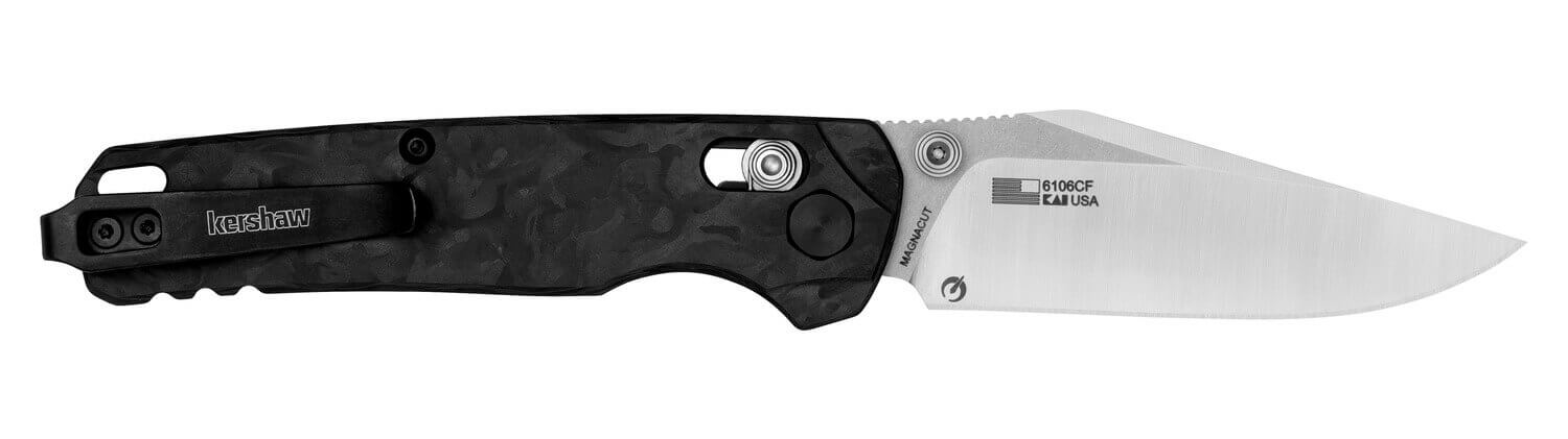 Kershaw 6106CF Bel Air EDC 3.05" Folding Clip Point Plain Satin/Stonewashed CPM MagnaCut Blade Black Marbled Carbon Fiber Handle - Image 2