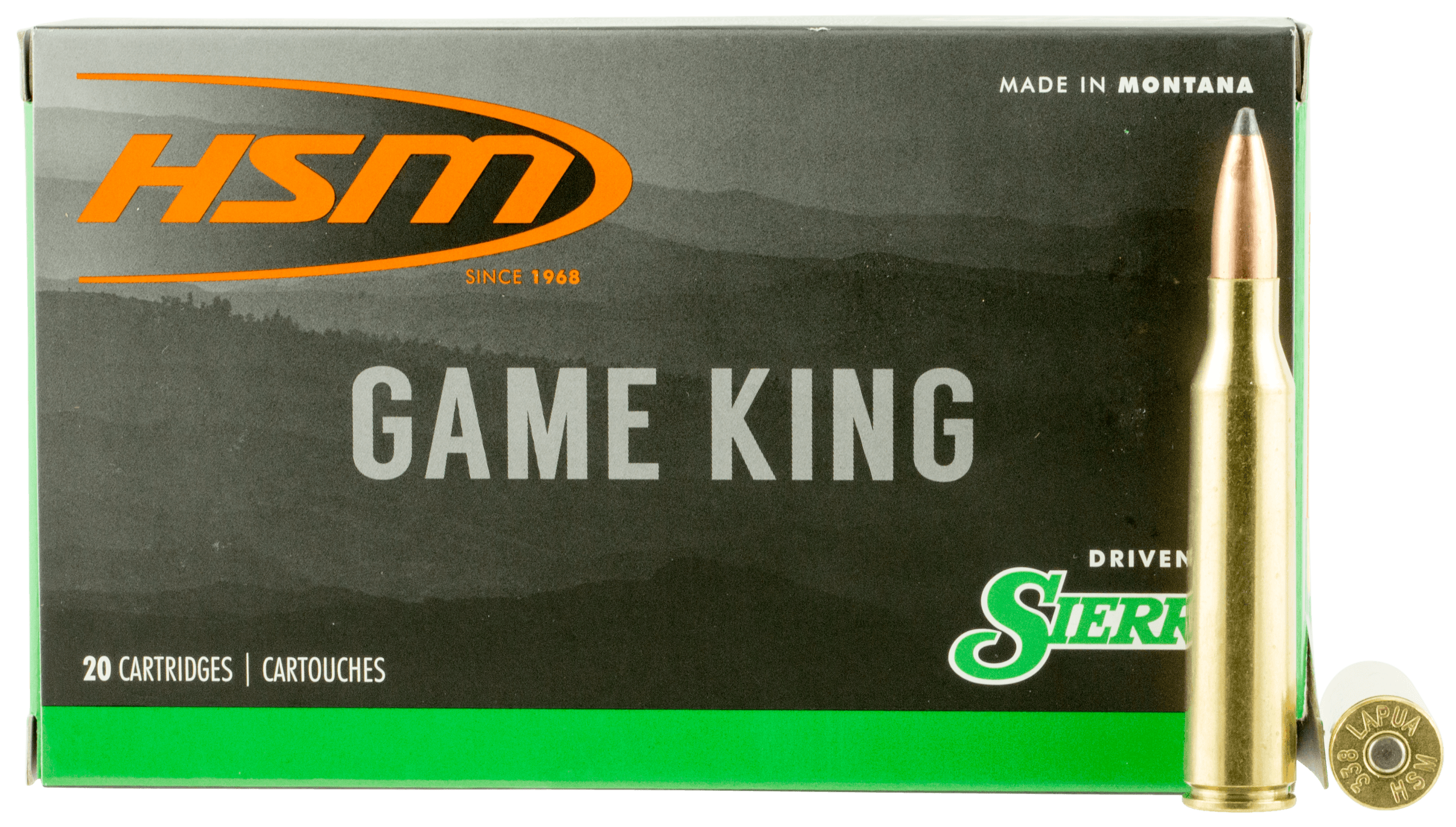HSM 338LAPUA14N Game King 338 Lapua Mag 215 gr Sierra GameKing Spitzer Boat Tail 20rd Box