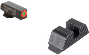AmeriGlo GL433 Protector Sight Set for Glock Black | Green Tritium with Orange Outline Front Sight Black Serrated Rear Sight