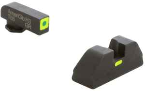 AmeriGlo GL605 CAP Sight Set for Glock  Black | Green Tritium with Lumigreen Outline Front Sight with Black LumiGreen Rear Sight
