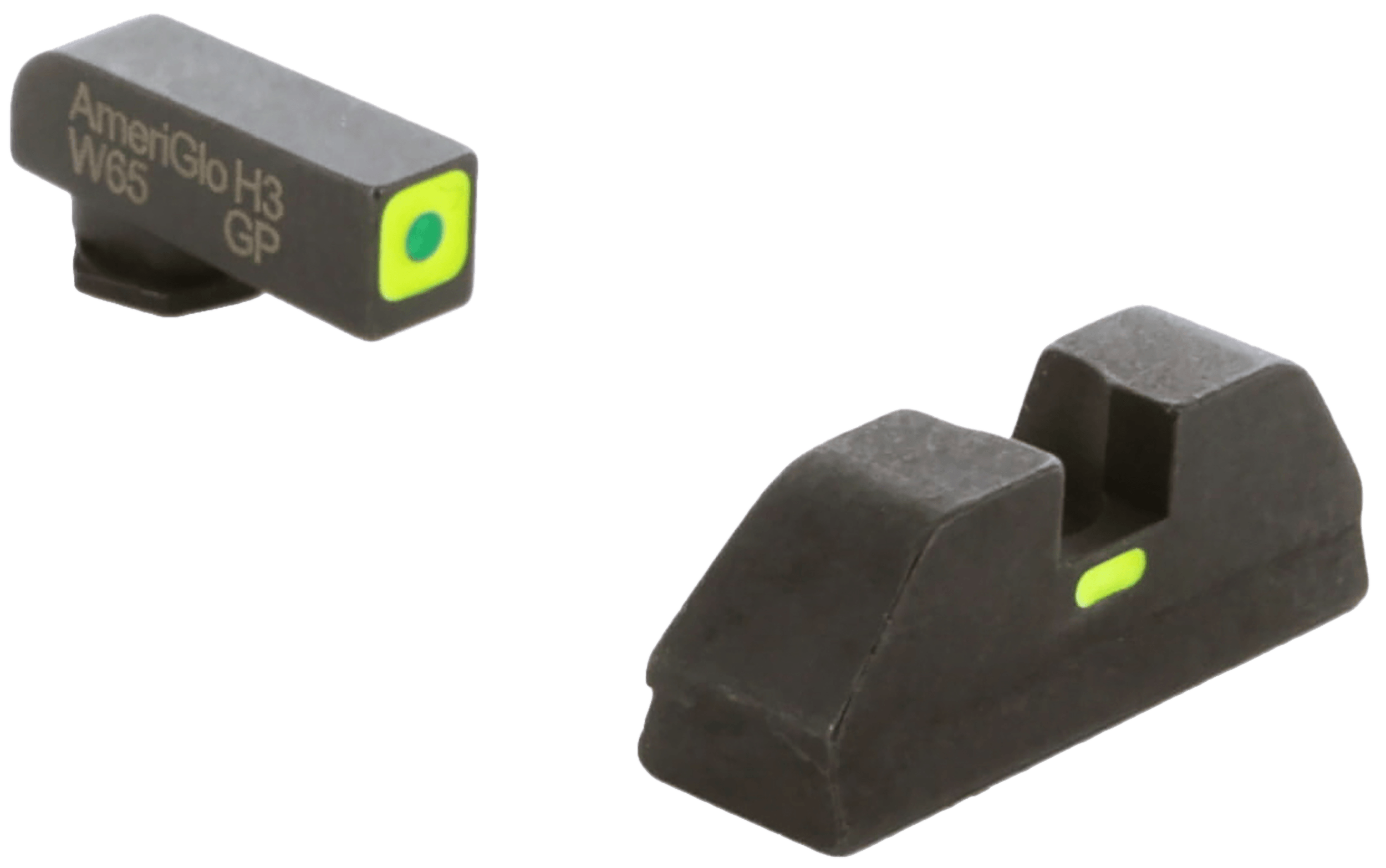 AmeriGlo GL615 CAP Sight Set for Glock Black | Green Tritium with Lumigreen Outline Front Sight with Black LumiGreen Rear Sight