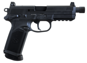 FN 66981 FNX Tactical 45 ACP 10+1 5.30" Black Steel Threaded Barrel  Matte Black Optic Cut/Serrated Stainless Steel Slide & Polymer Frame w/Picatinny Rail  Black Interchangeable Backstrap Grip  Ambidextrous