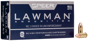 Speer 53824 Lawman Training Clean-Fire 9mm Luger 124 gr Total Metal Jacket Round Nose 50rd Box