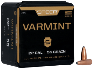 Speer 1047 Varmint 22 Cal .224 55 gr Jacketed Soft Point 100rd Box/ 5 Case